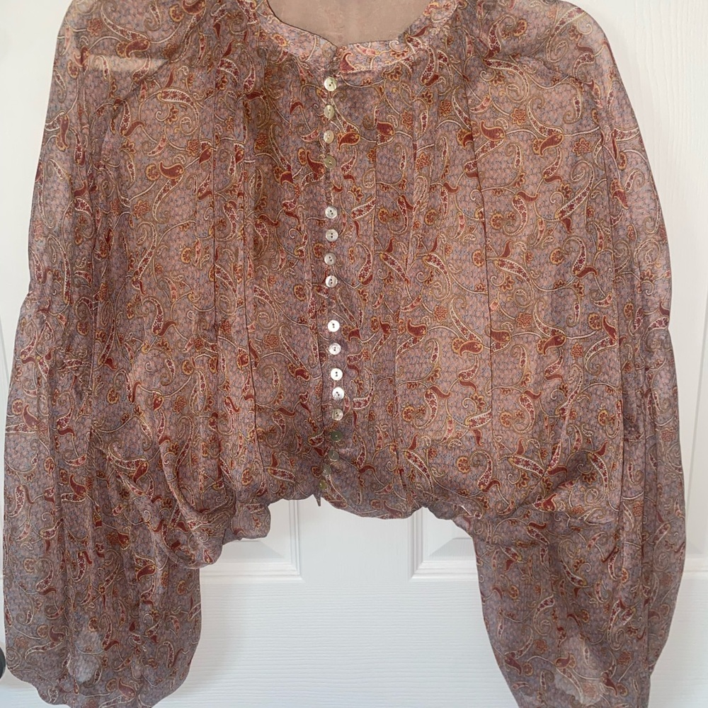 Zara Paisley Print Crop Blouse
